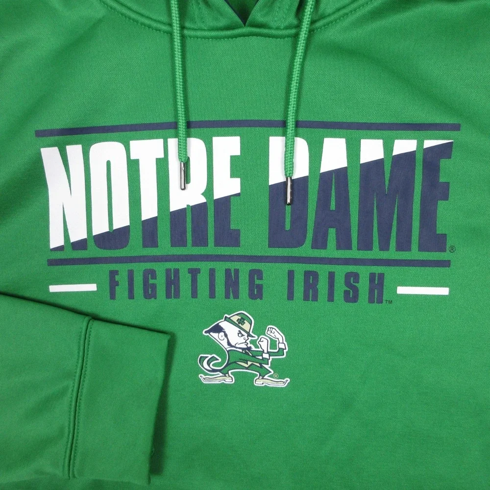 Notre Dame Fighting Irish Sweater Mens 2XL‎ Green Hoodie Sweatshirt Leprechaun